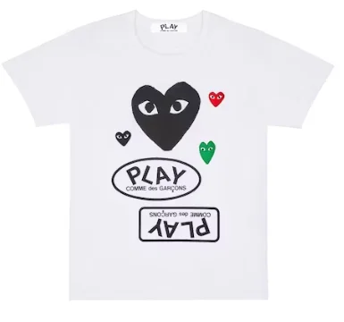 cdg-basic.webp Comme Des Garcons Play Multi Logo Black Heart T-Shirt White - Image 1